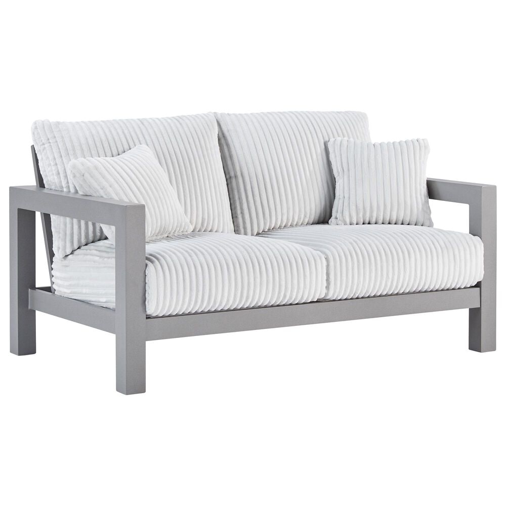 Ashley Hurley Park Patio Loveseat in Gray, , large