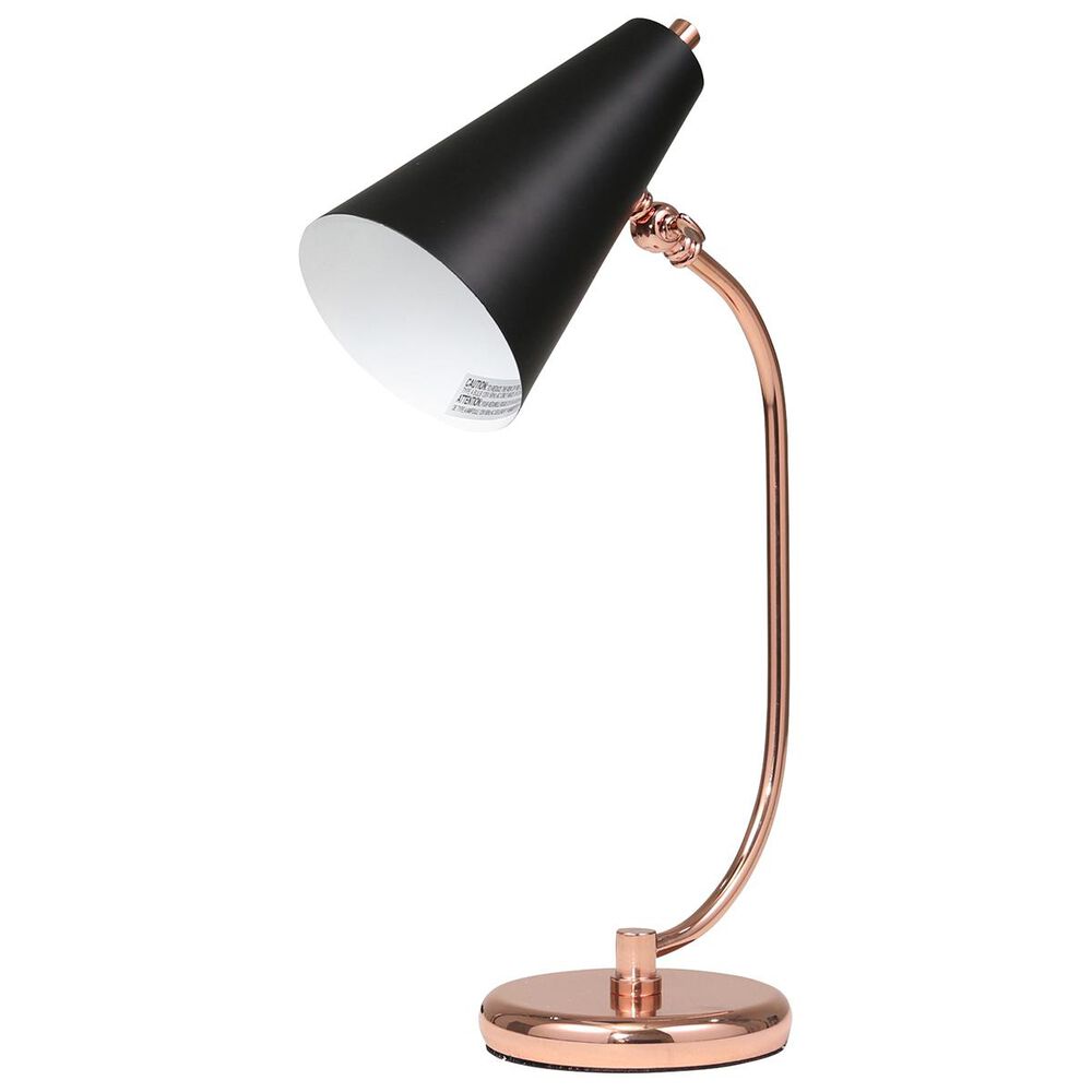 Sagebrook Home 20" Desk Lamp in Copper with Black Shade, , large