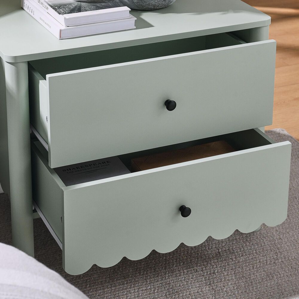 Modway Emmeline Scalloped 2 Drawer Nightstand in Sage, , large