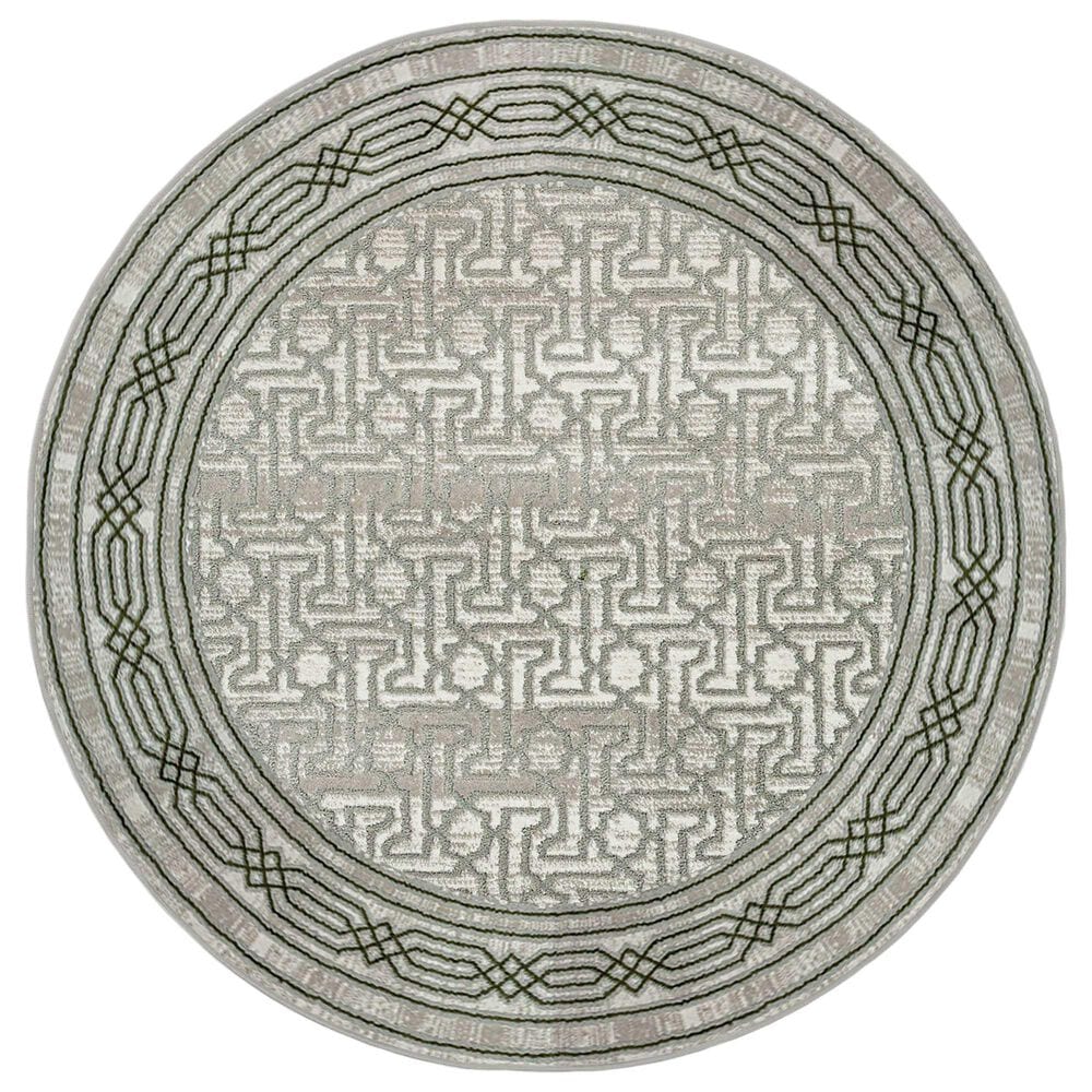 Radici USA Davide Southwestern 5"3" Round Green Area Rug, , large