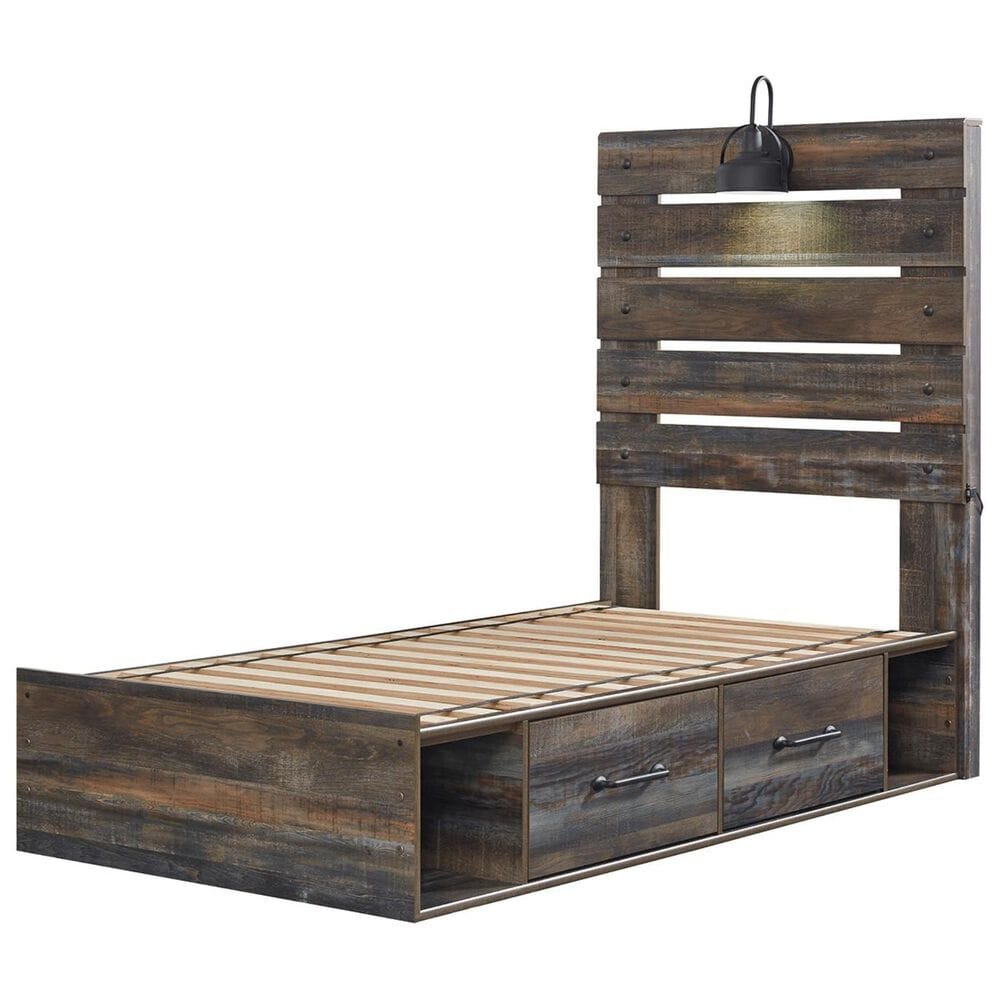 Signature Design by Ashley Drystan 5 Piece Twin Dual Storage Bed Set in Brown Rustic, , large