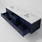 Lexora Home Castor 80" Double Bathroom Vanity in Blue with 2 cm White Carrara Marble Top and Rectangular Sinks, , large