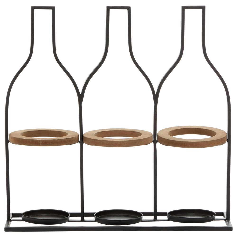 Maple and Jade 3-Compartment Farmhouse Wine Holder in Black, , large