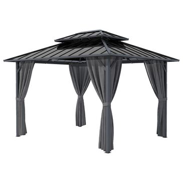 HOMLUX 10" x 12" Patio Hardtop Gazebo with Steel Posts in Dark Gray, , large