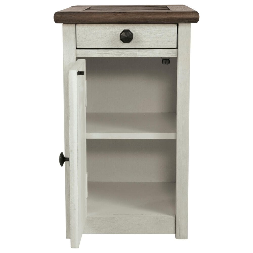 Ashley Bolanburg Chairside Table with USB in Weathered Oak and Antique White, , large