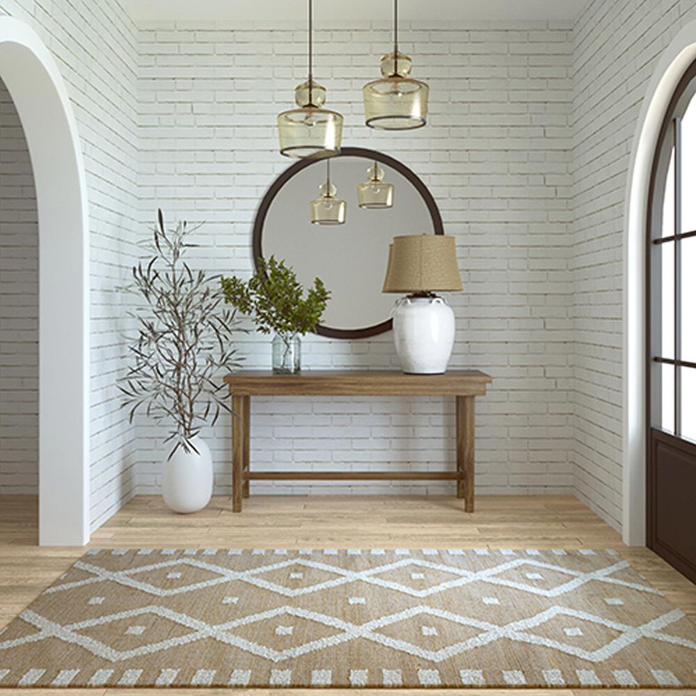 L&amp;R Resources Geoblend Beige and Natural 9' x 12' Area Rug, , large