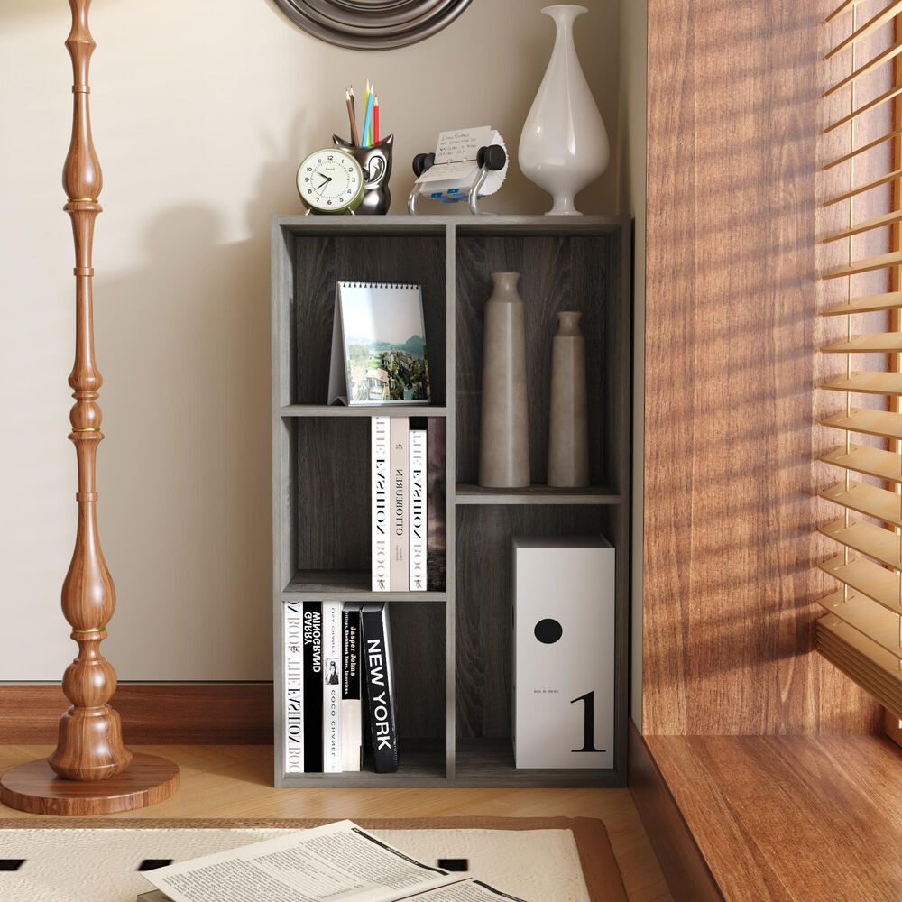 HOMLUX 5-Cube Reversible Storage Bookshelf in French Oak, , large