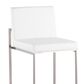 Lumisource Fuji High Back Barstool with White Faux Leather in Stainless Steel (Set of 2), , large