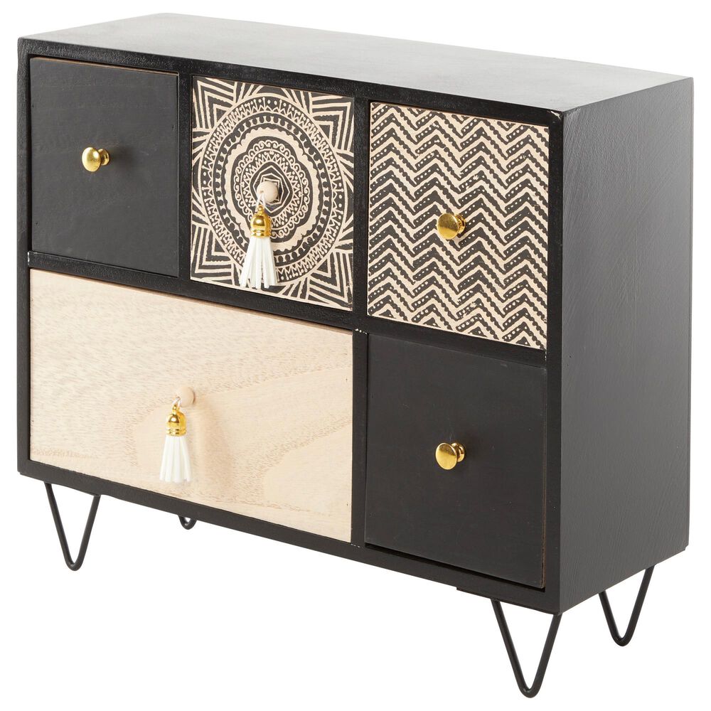 Maple and Jade Eclectic Jewelry Box in Light Brown, Matte Black and White, , large