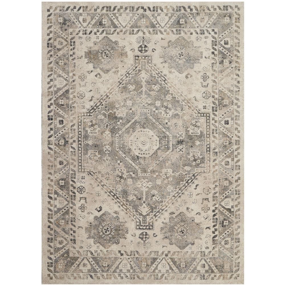 Nourison Fusion FSS11 9"6" x 13" Cream and Gray Area Rug, , large