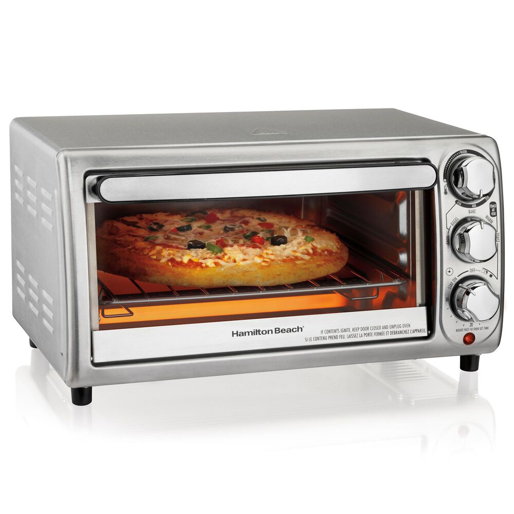 Hamilton Beach 4-Slice Toaster Oven in Stainless Steel, , large