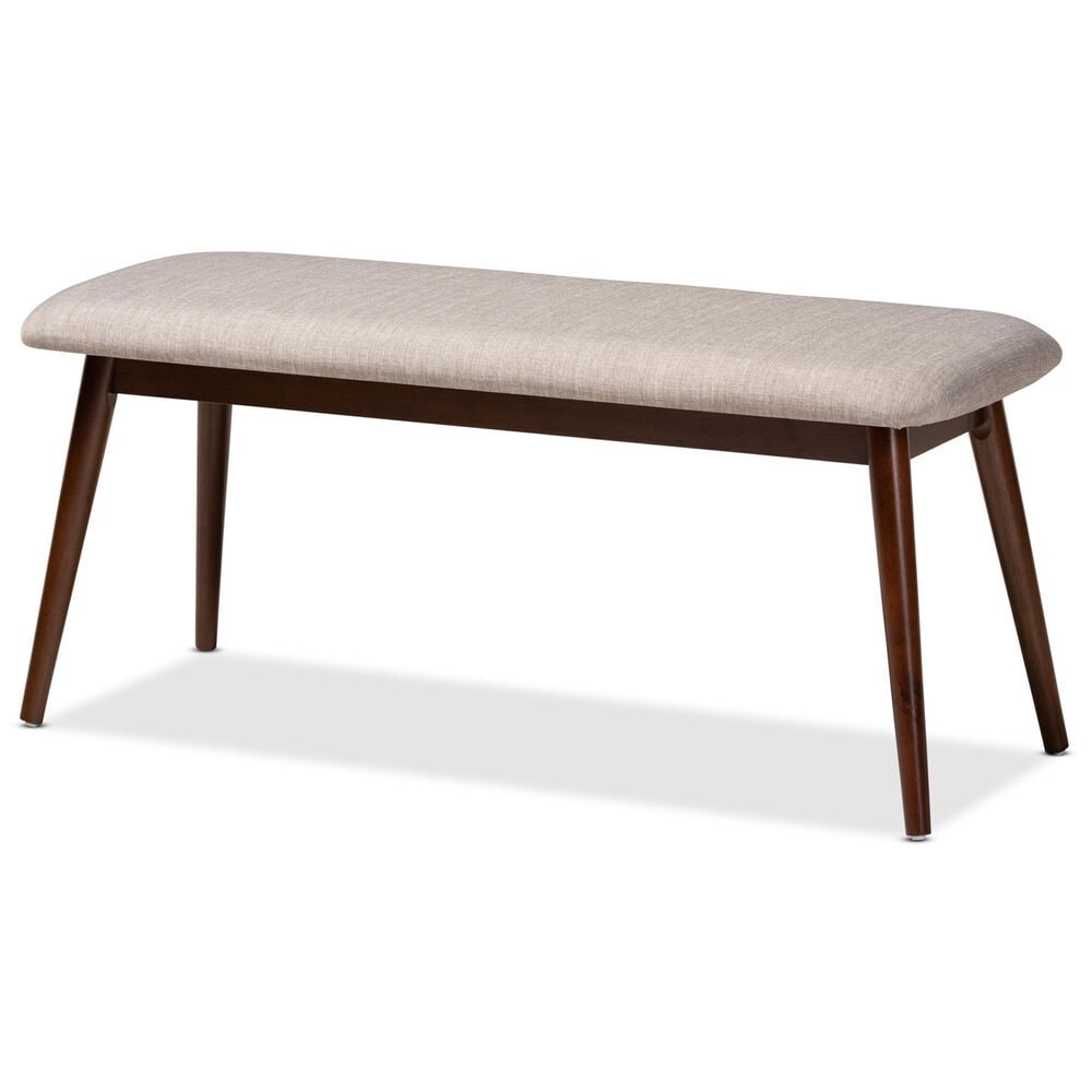 Baxton Studio Flora Dining Bench in Walnut Brown, , large
