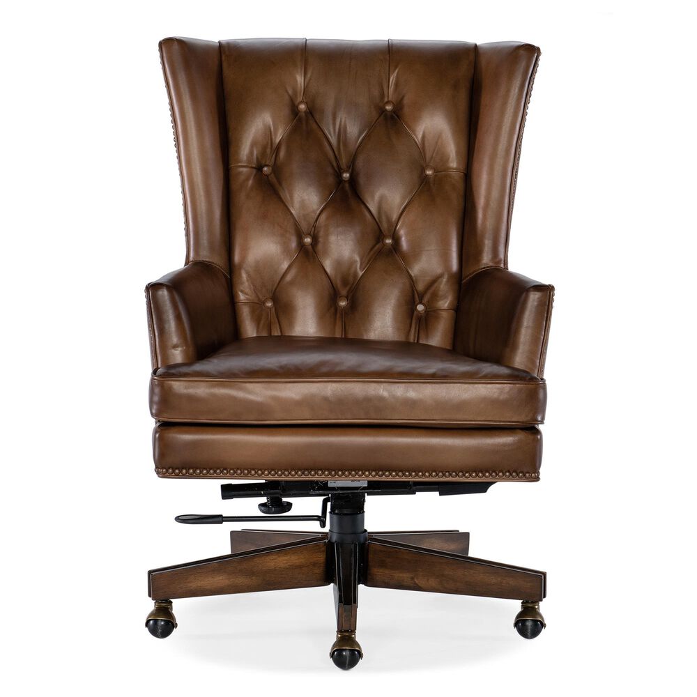 Hooker Furniture Leather Desk Chair in Brown, , large