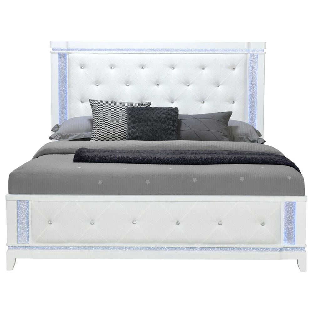 Global Furniture USA Alina King Panel Bed with LED in White, , large