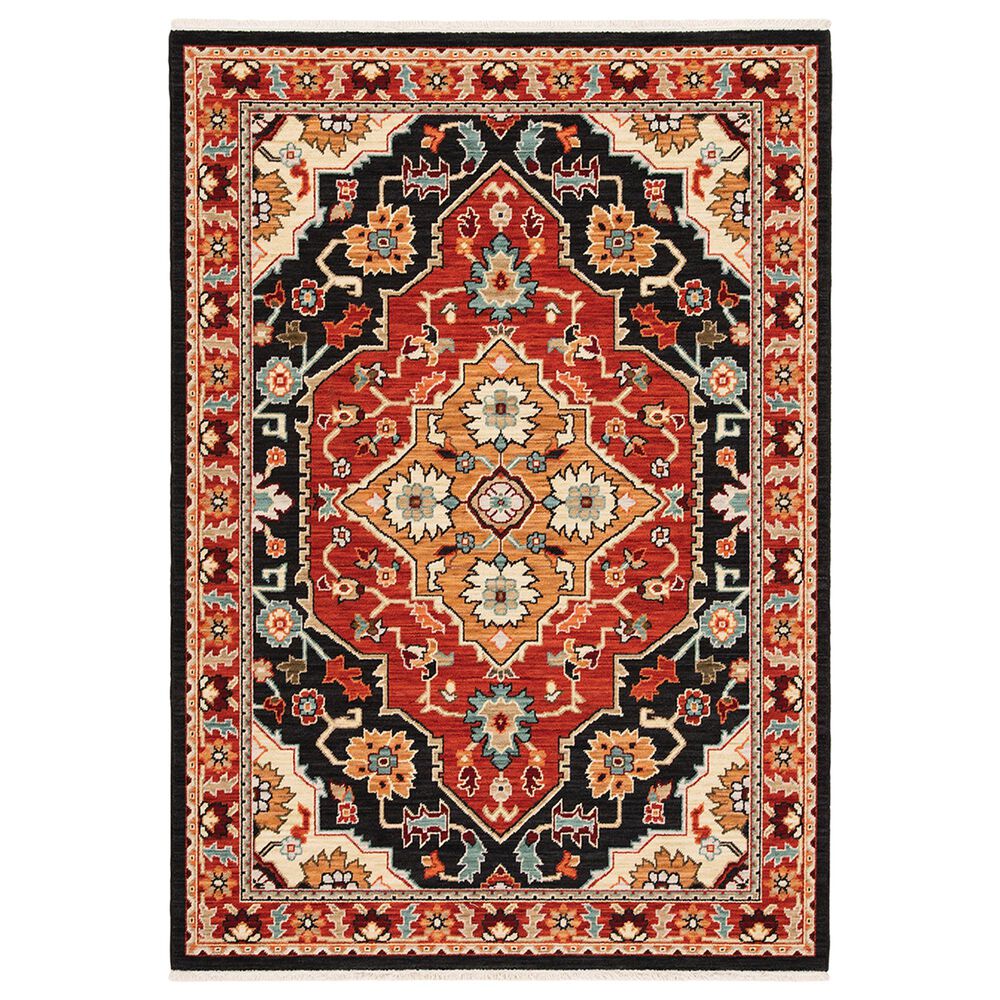 Oriental Weavers Lilihan Medallion 4929A 6"7" x 9"6" Black and Red Area Rug, , large
