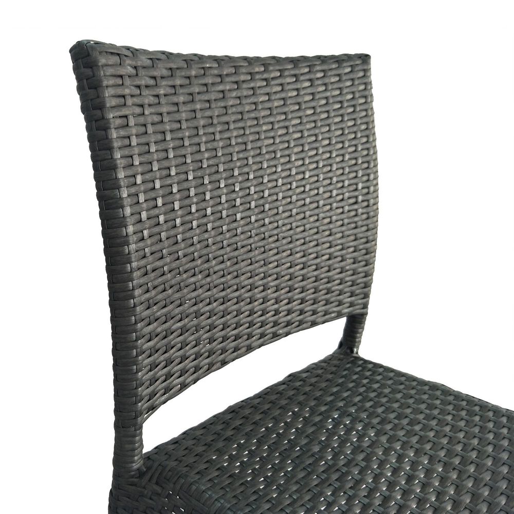 Hearth and Haven Outdoor Rattan Armless Barstool in Grey (Set of 2), , large