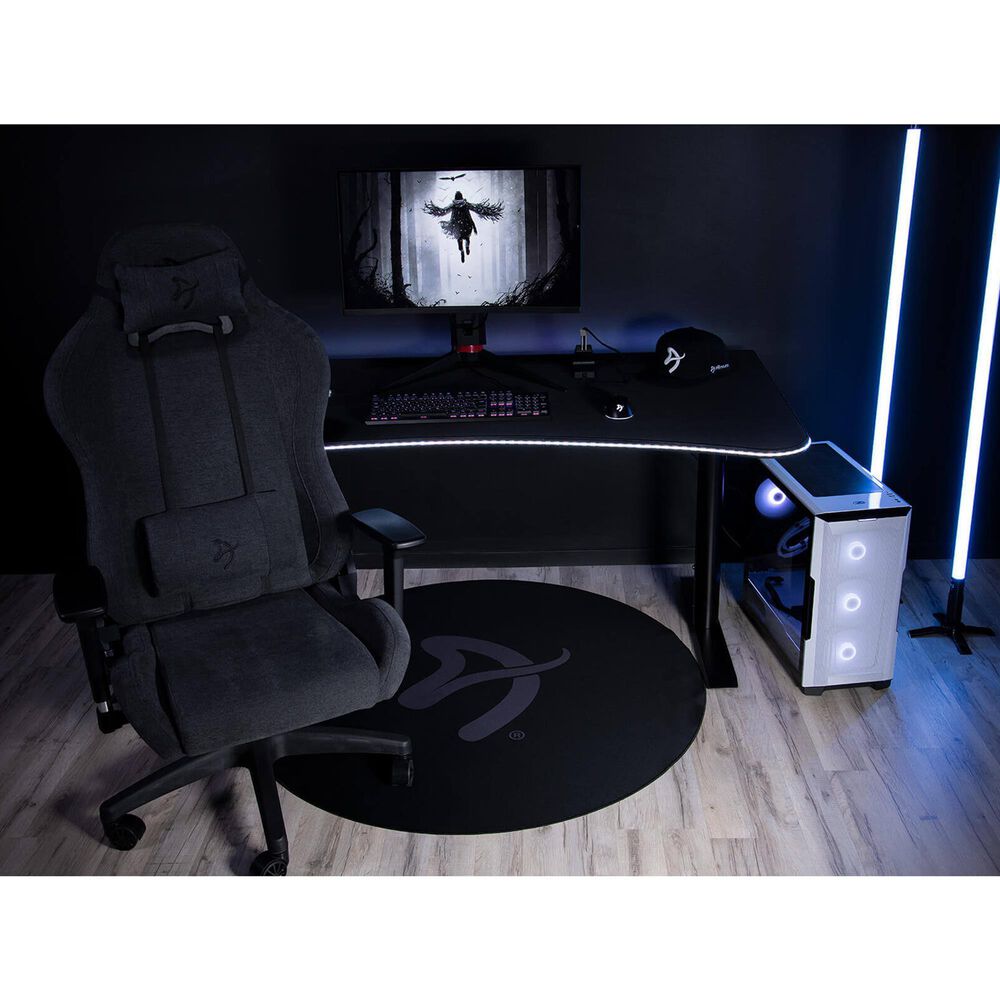 Arozzi Zona Microfiber Noise Dampening and Scratch Protection Anti-Slip Chair Mat in Black and Grey, , large