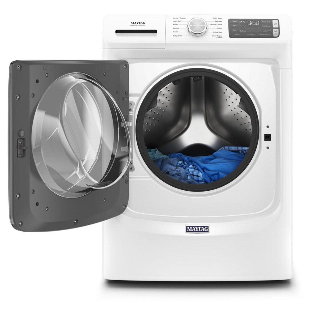 Maytag 4.8 Cu. Ft. Front Load Washer with Steam and a 7.3 Cu. Ft. Electric Dryer - White, , large