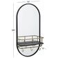 Maple and Jade Metal Oval Wall Mirror with 1 Shelf in Matte Black, , large