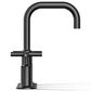 Kohler Purist Widespread Bathroom Sink Faucet with Cross Handles and High Gooseneck Spout in Matte Black, , large