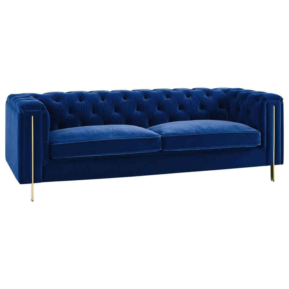 Steve Silver Charlene Stationary Sofa in Sapphire Blue Velvet, , large