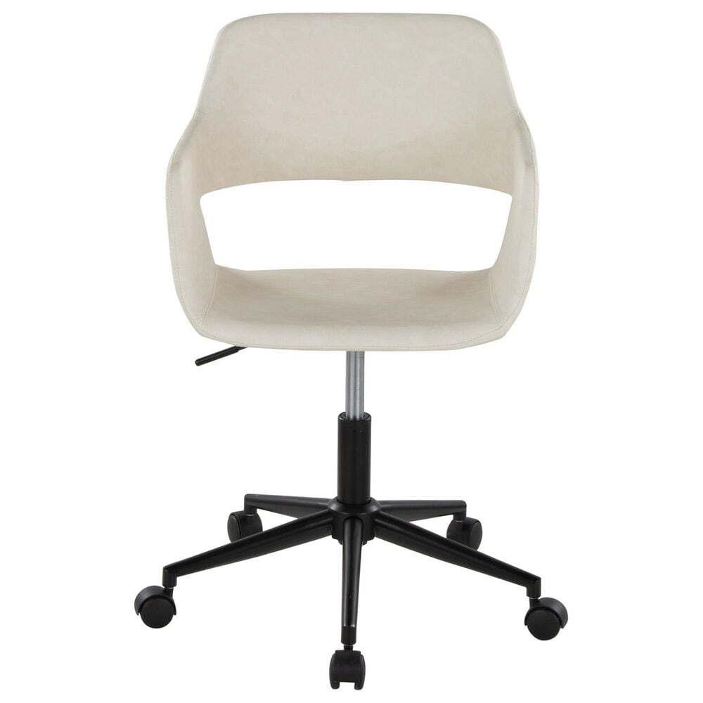 Lumisource Margarite Task Chair with Cream Faux Leather Cushion in Black, , large