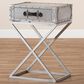 Baxton Studio William 1 Drawer Nightstand in Silver/Silver/Black, , large