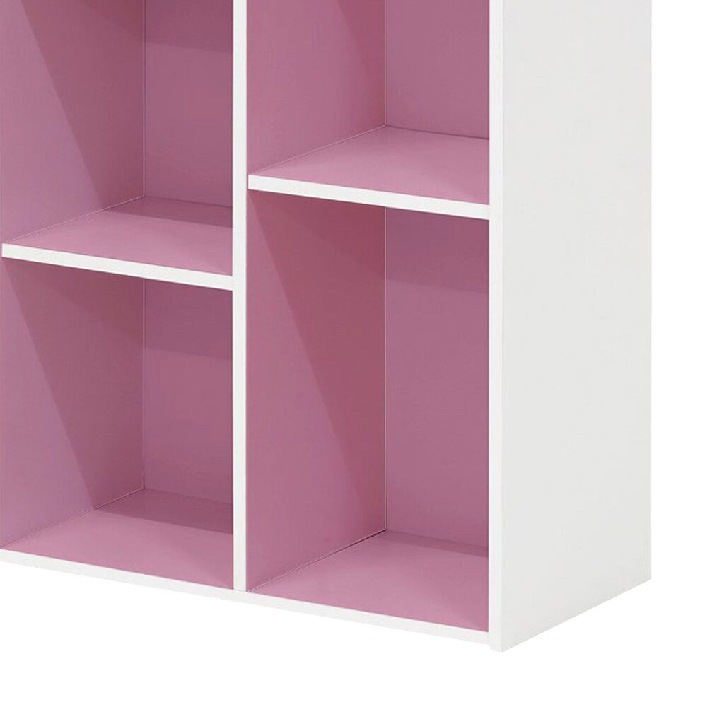 HOMLUX 7-Cube Reversible Open Shelf Storage Bookshelf in White and Pink, , large