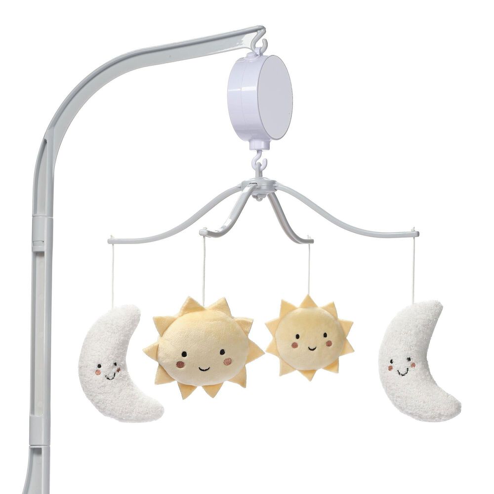 Lambs and Ivy Little Star Musical Baby Crib Mobile Soother Toy in Gray, Soft White and Creamy Yellow, , large