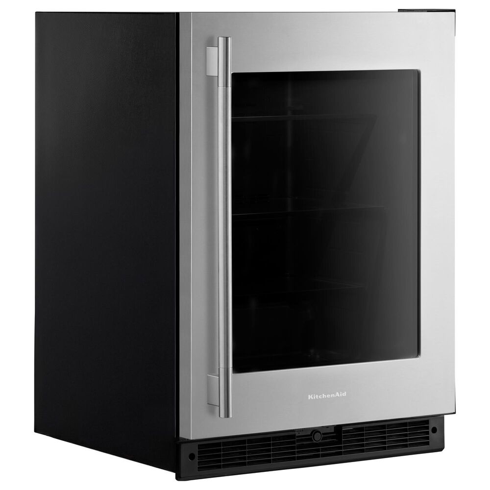 KitchenAid 5.2 Cu. Ft. Undercounter Refrigerator with Glass Door and Right Hinge in Black and Stainless Steel, , large