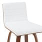 Armen Living Vienna Swivel Bar Height Stool with Snow White Upholstery in Walnut, , large