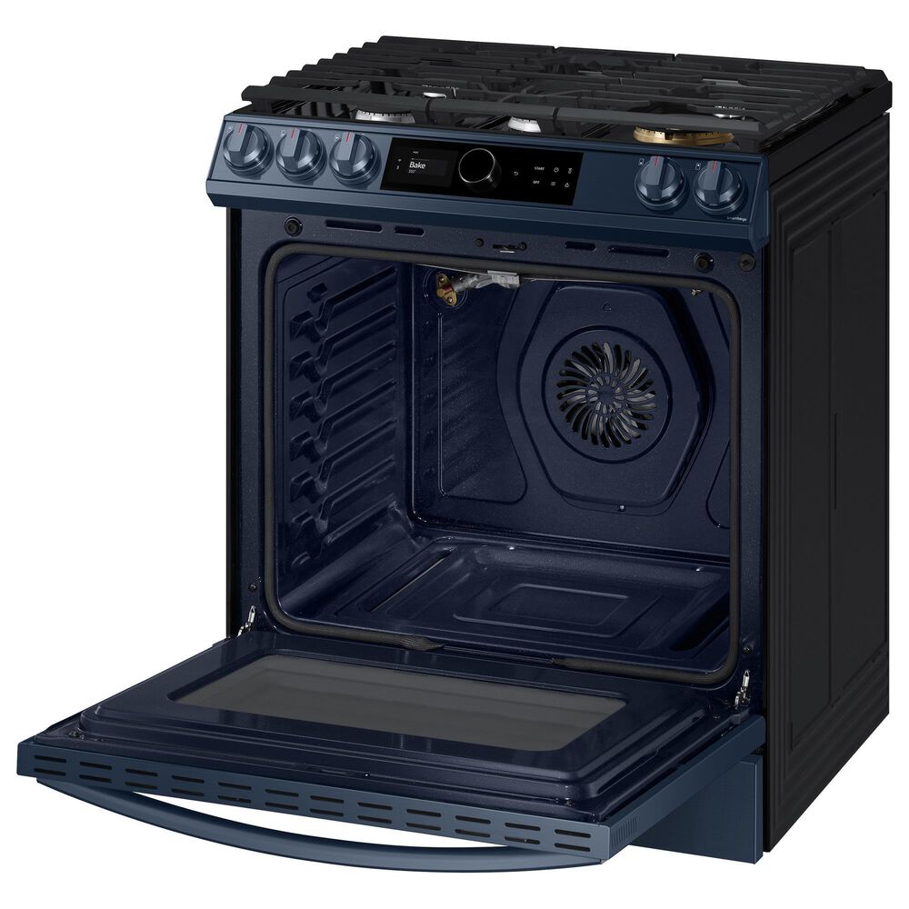 Samsung Bespoke Smart Slide-in Gas Range 6.0 cu. ft. w/ Smart Dial, Air Fry &amp; Wi-Fi in Navy Steel, , large