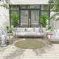 Nourison Courtyard Ivory and Green 5" Round Indoor/Outdoor Area Rug, , large