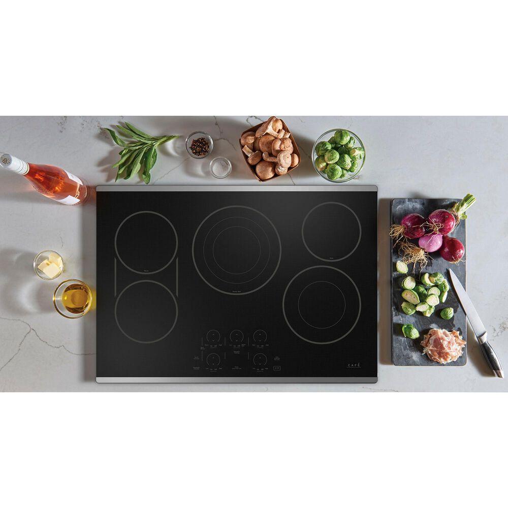 Cafe 2-Piece Kitchen Package with Matte Black 30" Smart Built-In Convection Double Wall Oven and Stainless Steel 30" Electric Cooktop, , large
