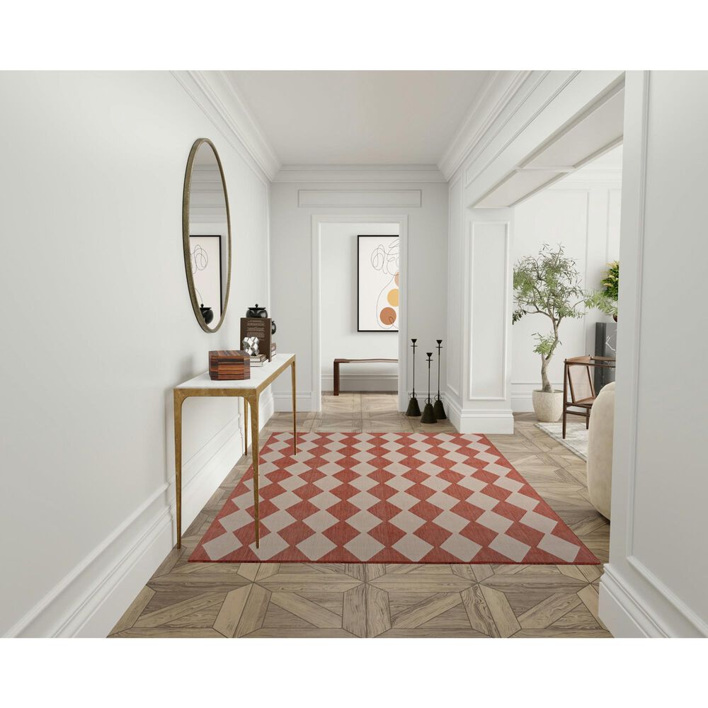 Nourison Positano Geometric Terracotta 6&#39; x 9&#39; Indoor/Outdoor Area Rug, , large