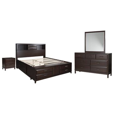 Ashley Vanmore 4-Piece King Storage Bedroom Set in Dark Brown, , large