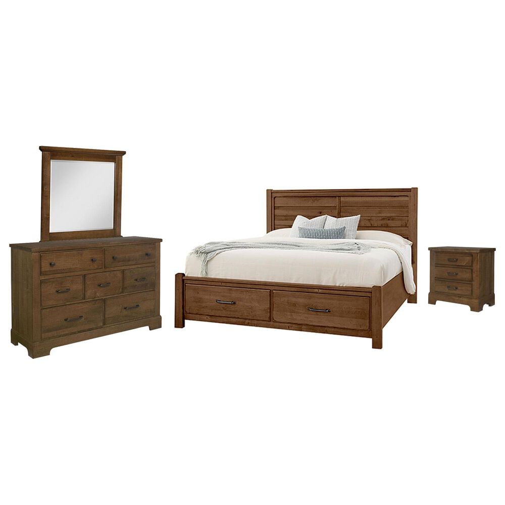 Viceray Collections Cool Rustic 4-Piece Queen Plank Bedroom Set with Storage in Amber, , large