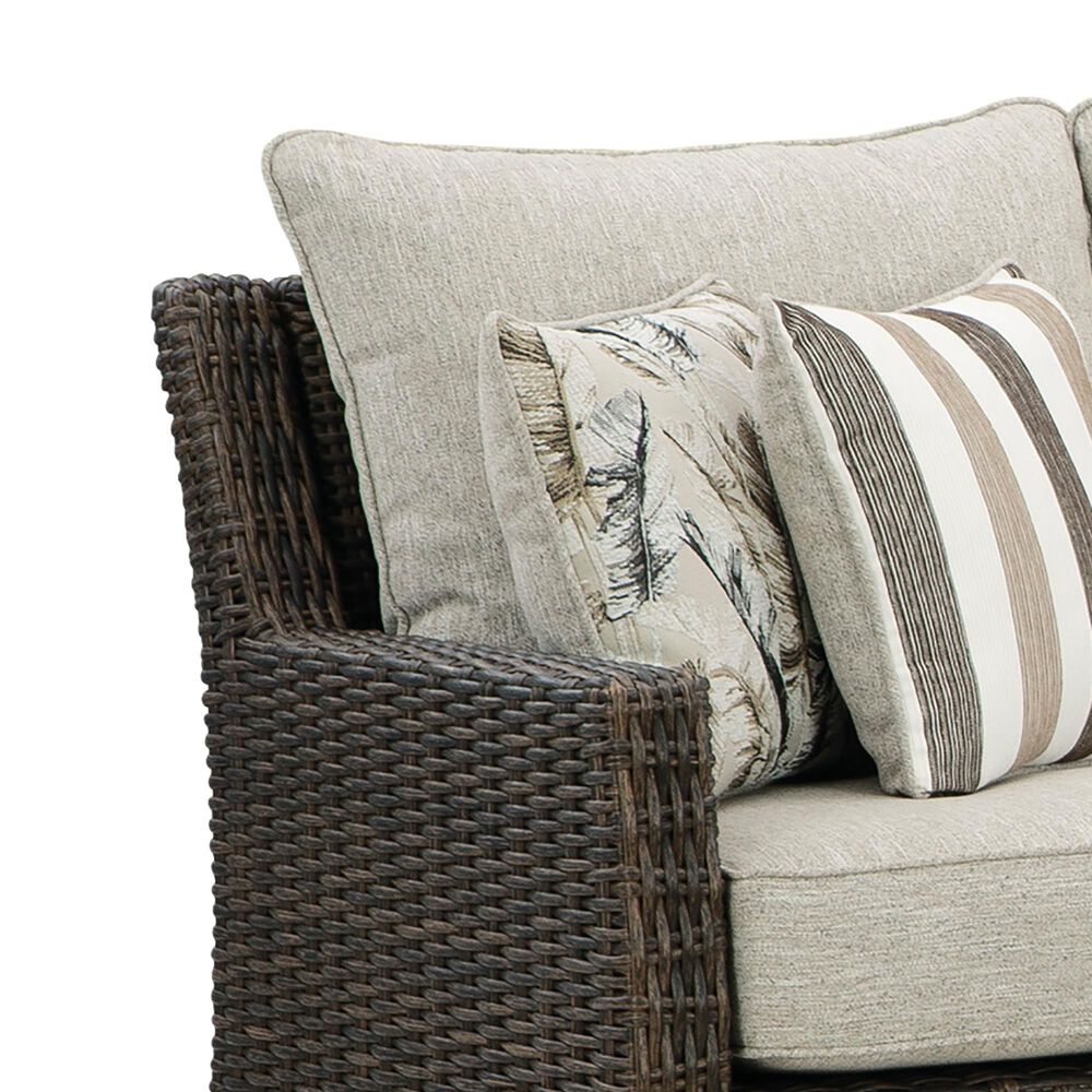 Ashley Brook Ranch 3-Piece Outdoor Sofa Sectional with Bench in Brown, , large