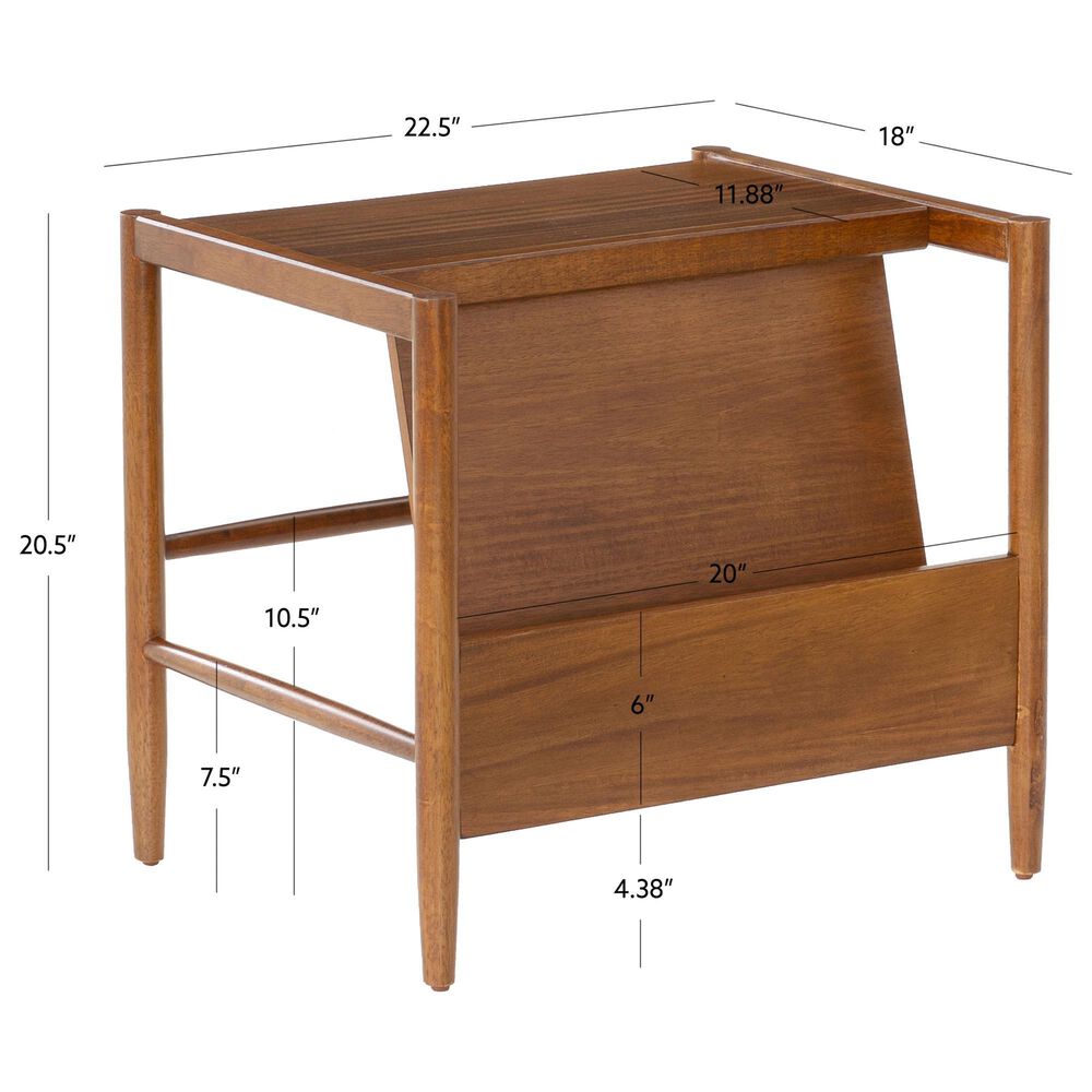 Linon Home Decor Flanagan Magazine Rack in Walnut, , large