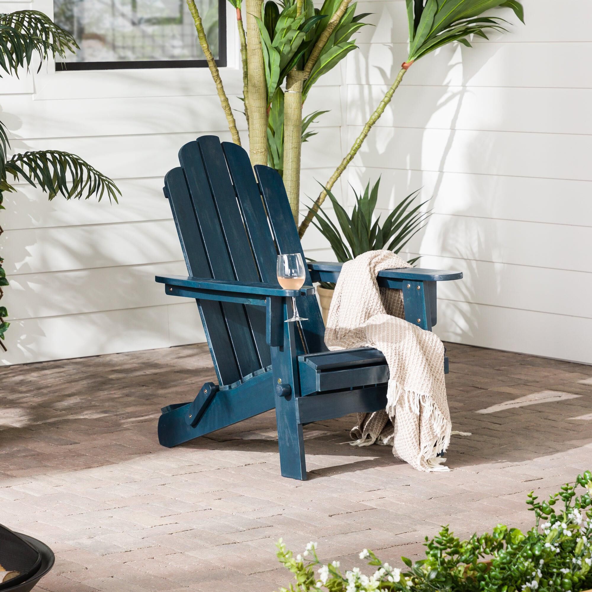 Walker Edison Patio Adirondack Chair in Navy Blue NFM