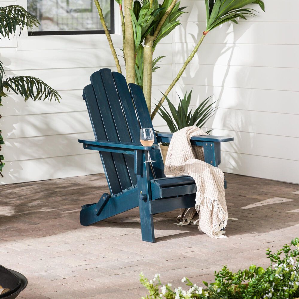 Walker Edison Patio Adirondack Chair in Navy Blue, , large