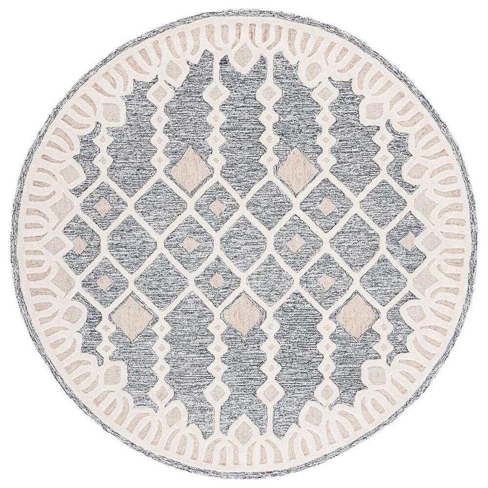 Safavieh Artistry 7" Round Ivory and Black Area Rug, , large