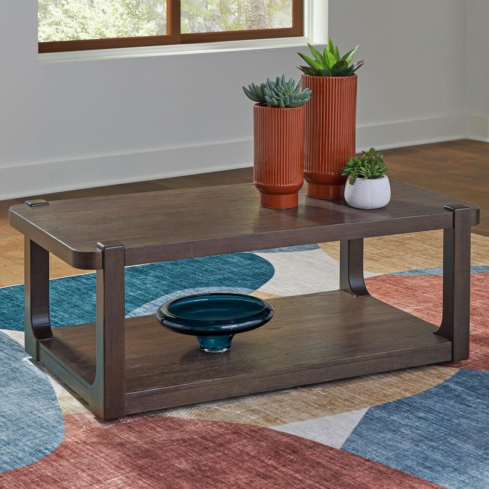 Ashley Breckington Rectangular Cocktail Table in Dark Brown, , large