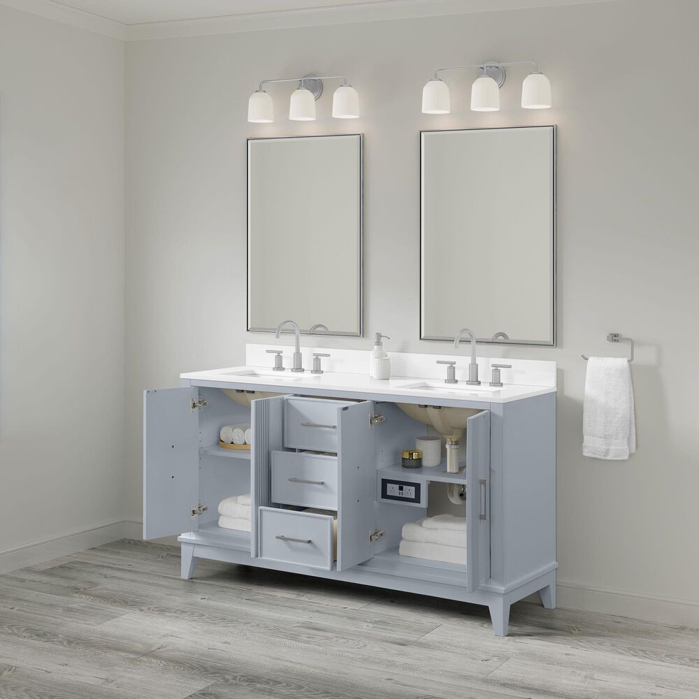 37B Fenwick 60" Double Bathroom Vanity in Soft Blue with Glossy White Composite Stone Top and Backsplash, , large