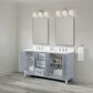 37B Fenwick 60" Double Bathroom Vanity in Soft Blue with Glossy White Composite Stone Top and Backsplash, , large
