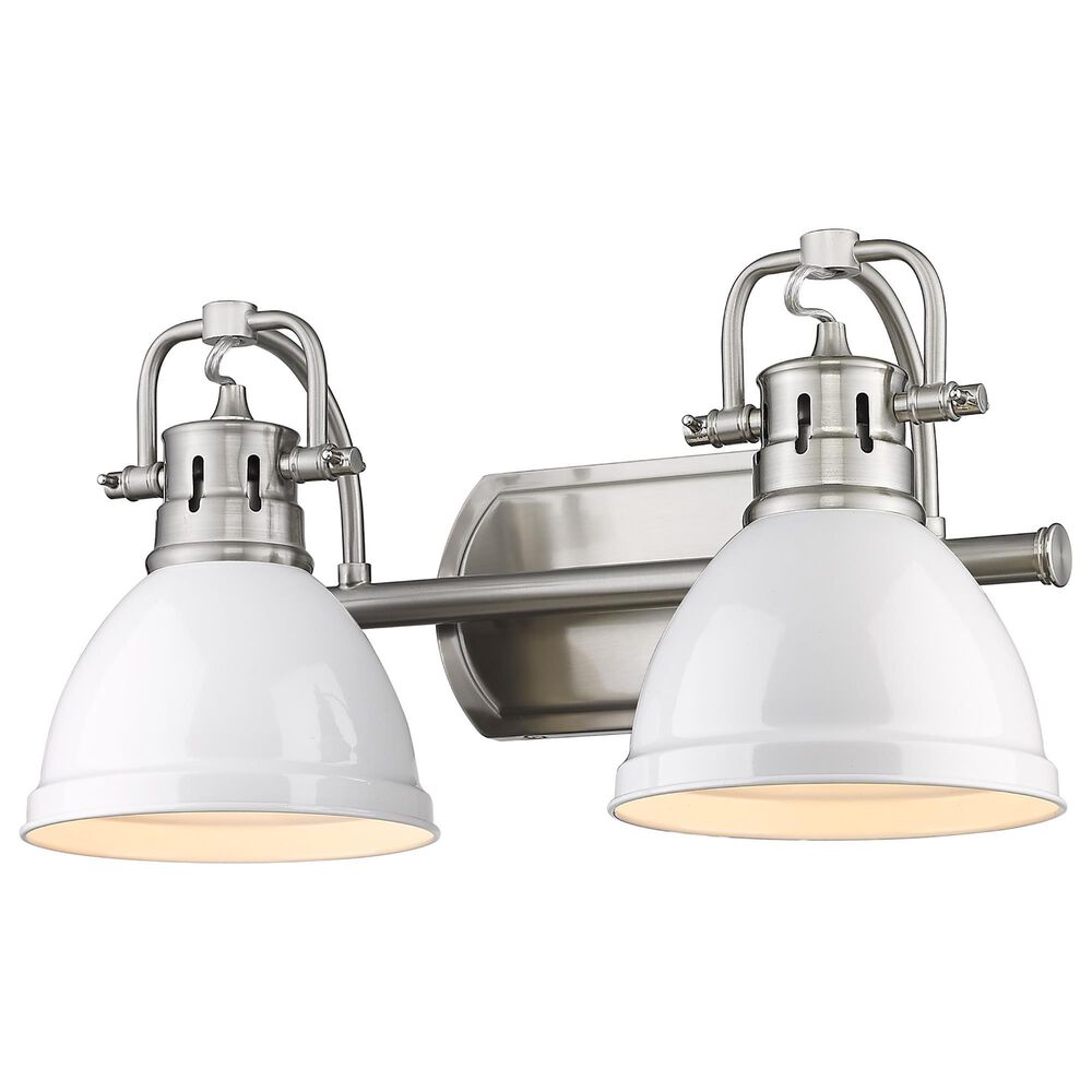 Golden Lighting Duncan 2-Light Bath Vanity in Pewter and Glossy White, , large