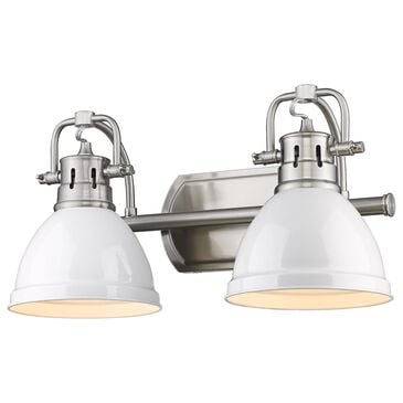 Golden Lighting Duncan 2-Light Bath Vanity in Pewter and Glossy White, , large