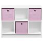 HOMLUX 6-Cube Bookshelf Bookcase with Light Pink Storage Bins in White, , large