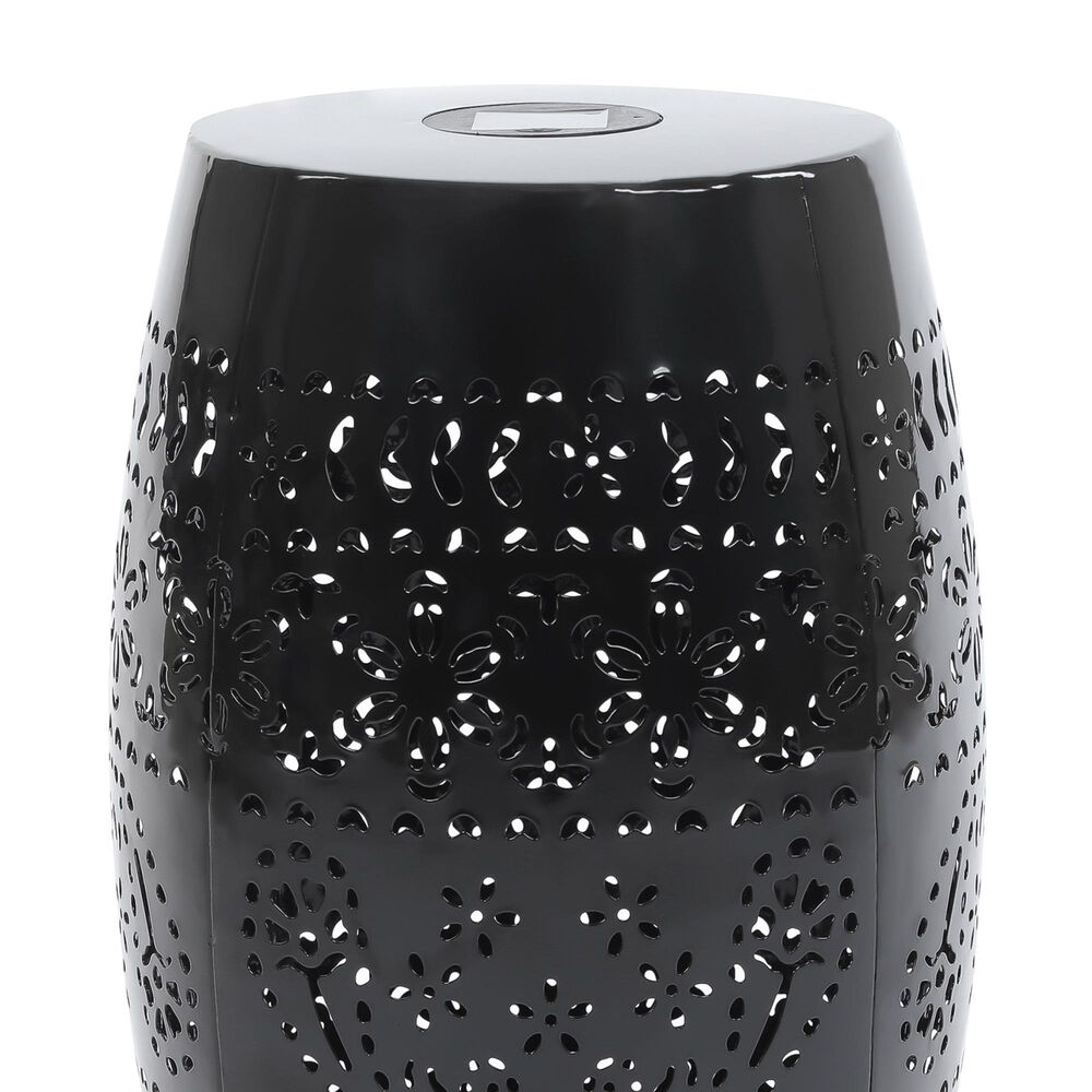 Hearth and Haven Outdoor Side Table with Built-In Solar Battery in Black, , large