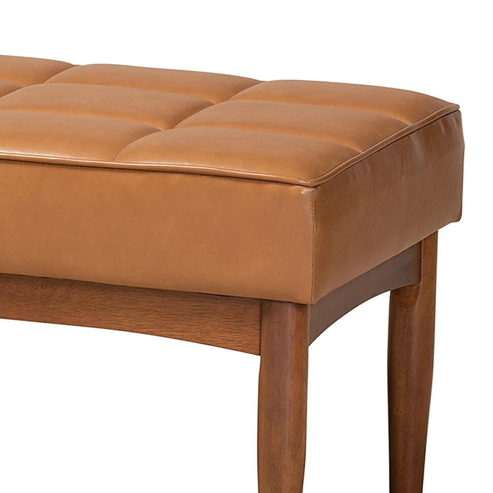 Baxton Studio Sanford Dining Bench with Tan Cushion in Walnut Brown, , large